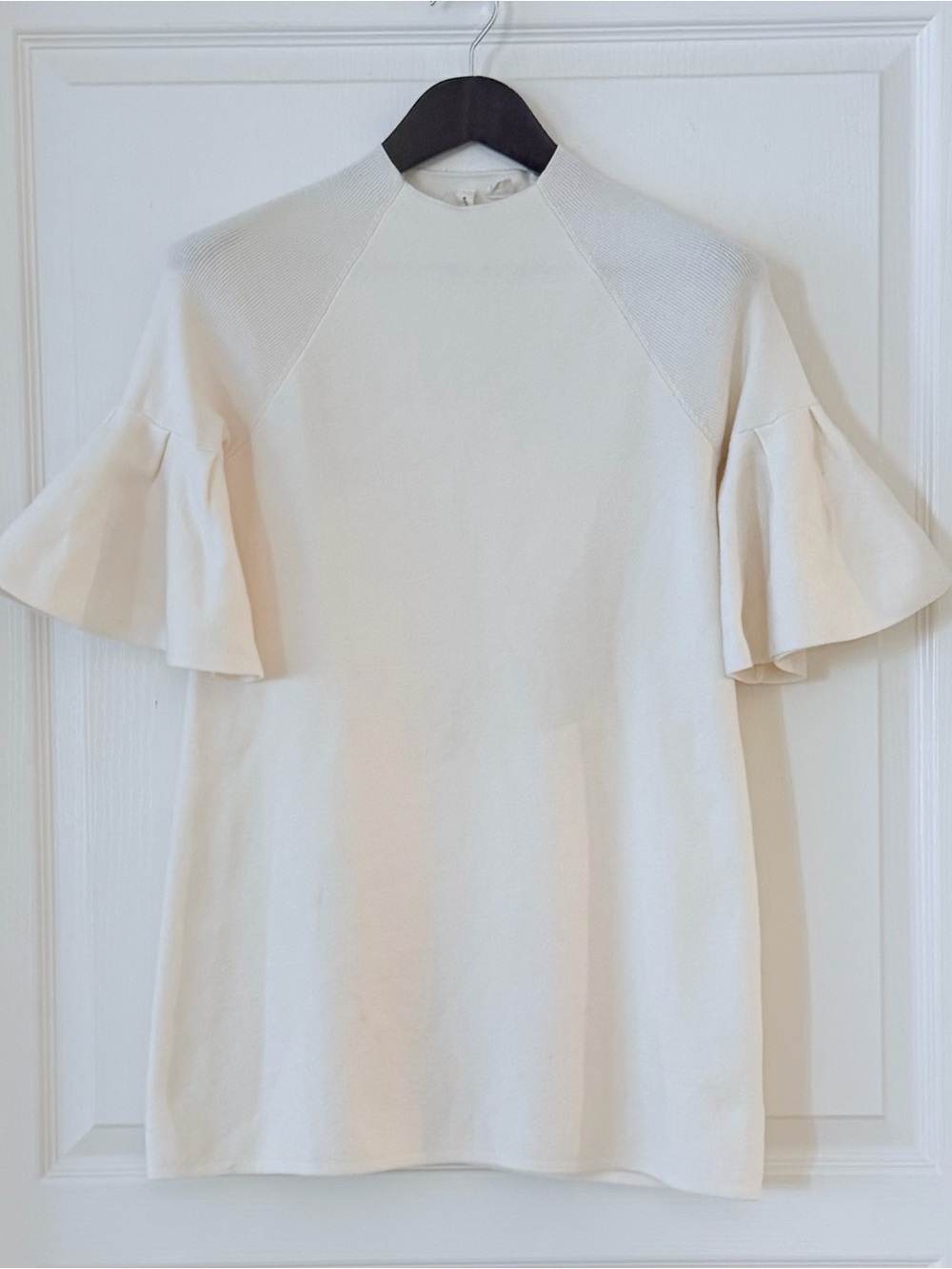 Moth Cream Bell-Sleeve Mini Dress